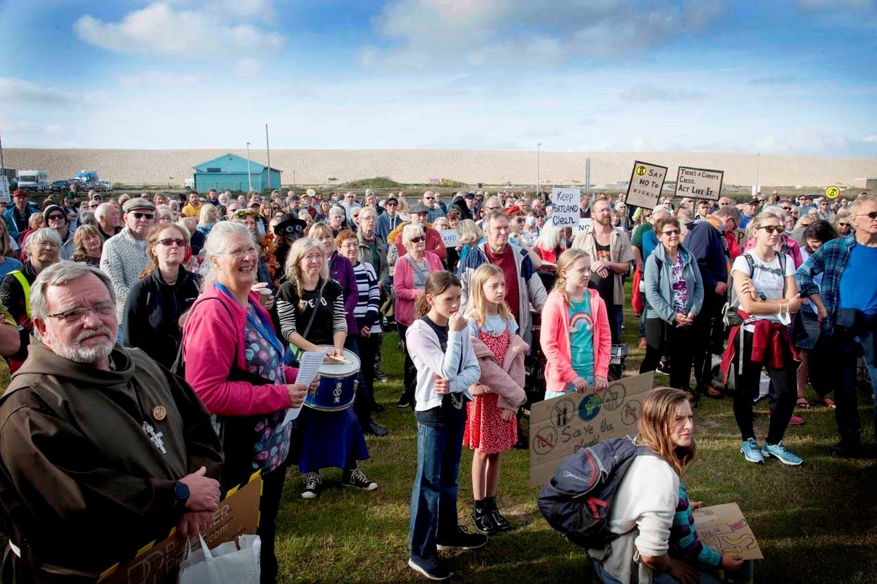 Hundreds of people turned out for a march against plants to build a